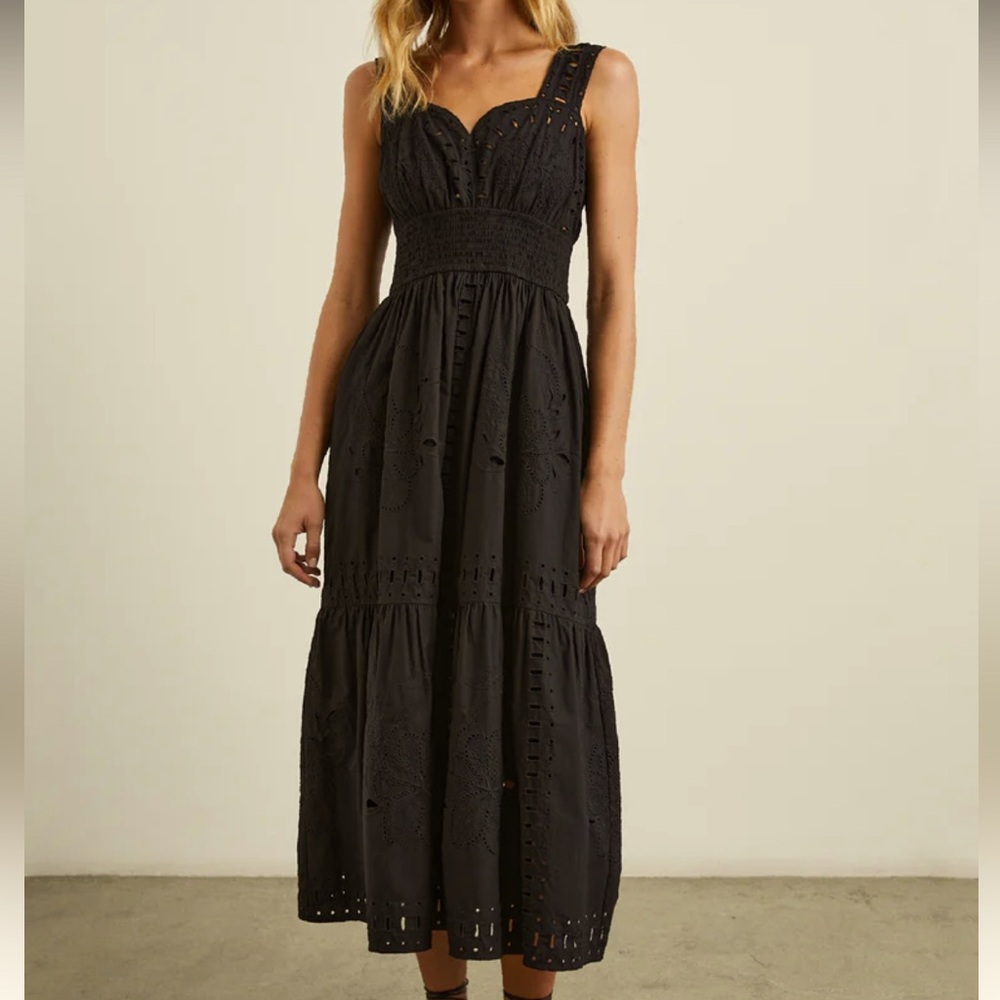 Rails Black Eyelet Midi Dress